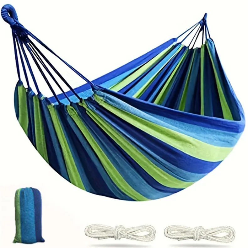 S8e9bdc5507bd4c98a71dfd9dab766154g Single Wide Thick Canvas Hammock Outdoor Camping Back packaging Leisure Swing Portable Hanging Bed Sleeping Swing Hammock Mallzona