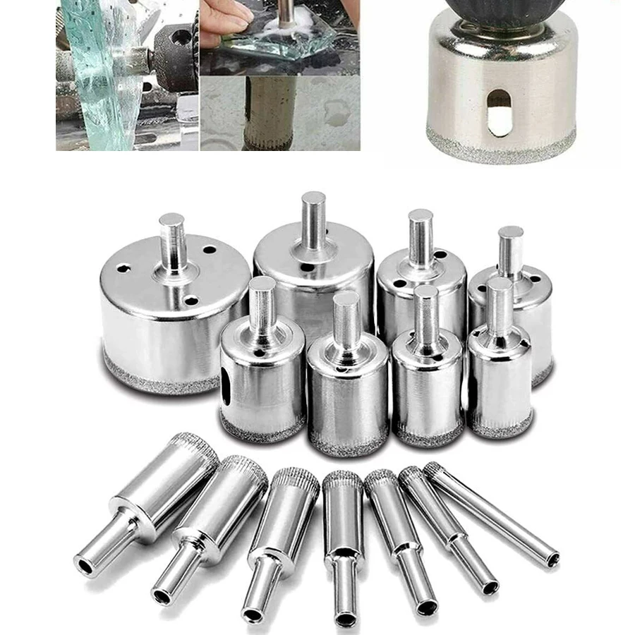 

6-50mm 15pcs Diamond Coated Hss Drill Bit Set Tile Marble Glass Ceramic Hole Saw open Drilling Bits Diamond Core Bit