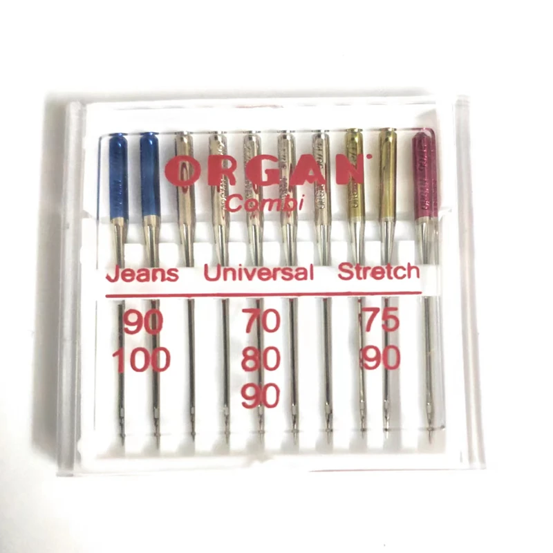 Japan Top Quality Organ nedlle combi  JEANS,UNIVERSAL ,STRETCH 130/705H 70/75/80/90/100 DOMESTIC SEWING MACHINE NEEDLES