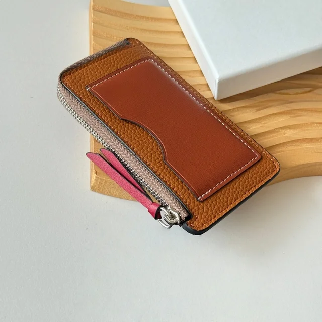 Luxury Brand Wallets Handmade Unisex Bag Lychee-Grained Cowhide Business Card ID Holder Puzzle Clip Coin Purse Holiday Gift 6