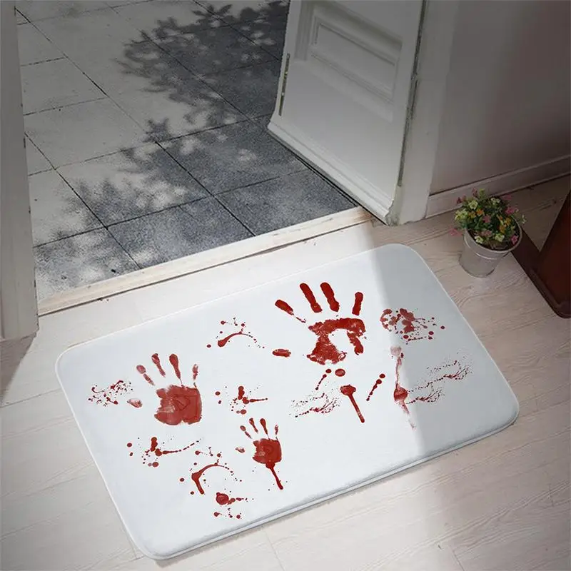 

Bloody Footprint Bath Mat Non-slip Halloween Party House Foot Pad Indoor Outdoor Doormat Prank Gifts Halloween Decoration