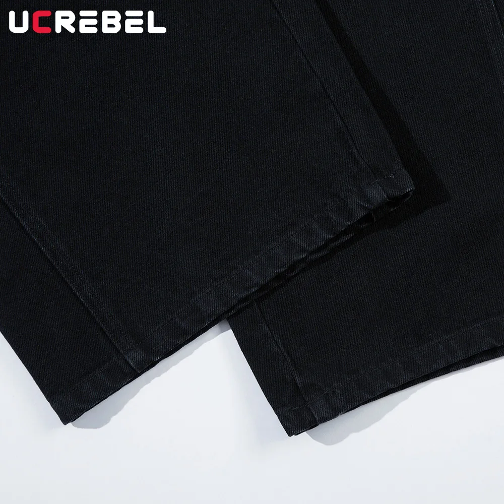 Washed Dark Scimitar Jeans Mens Spring Summer Spliced High Street Loose Wide Leg Denim Pants Men 5