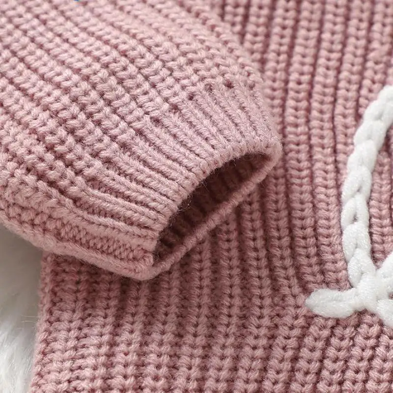 Autumn Winter Fashion Boy Children Cute Handmade Flower Knit Sweater Girl Baby Knitted Warm Pullover Shirt Infant Knitting Tops