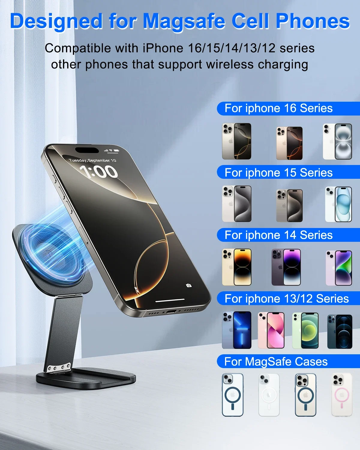 Eary Portable Magnetic Phone Stand Mount Desk Foldable Adjustable Holder Lazy Bracket Universal for iPhone Samsung Xiaomi Huawei