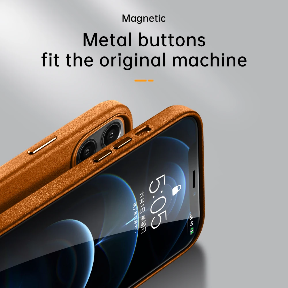 Genuine Leather Slim Phone Case For Iphone 13 12 Pro Max Fashion Handmade Anti-knock Back Cover For Iphone 12mini / 12 Pro Max