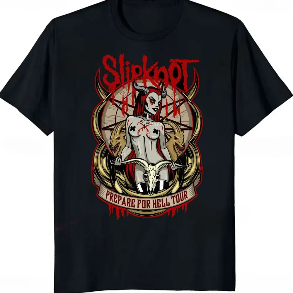 Rock Style Slipknots Printed Men T Shirts for Women Heavy Metal Tees Prepare for Hell Tour Streetwear T-shirt Cotton Casual Top 2