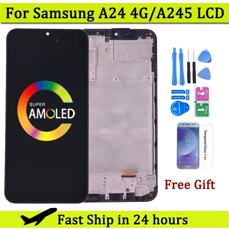 

Super AMOLED A24 4G экран для Samsung A24 4G A245 SM-A245F/DS ЖК-дисплей сенсорный экран дигитайзер в сборе
