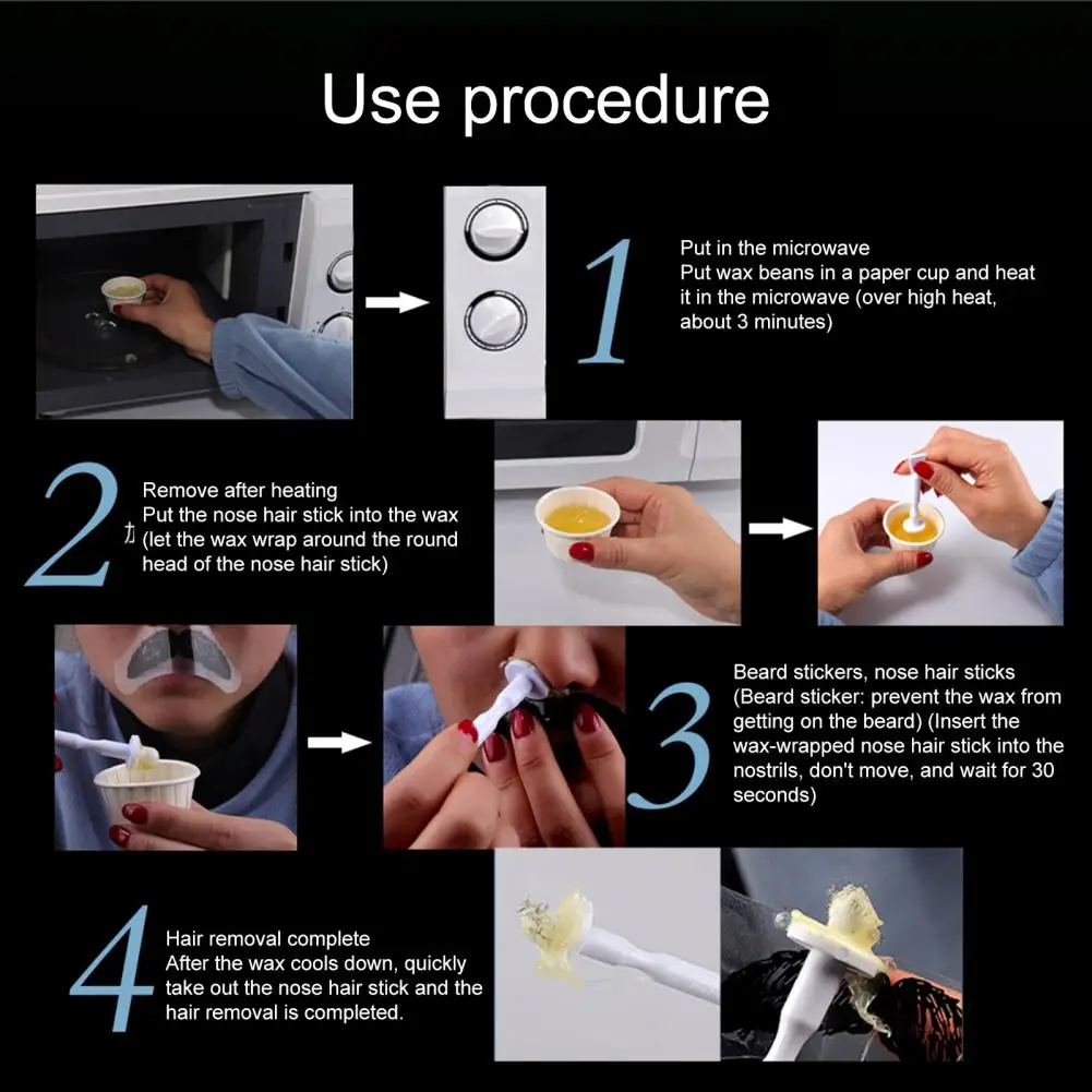 Nose Hair Remove Kit Painless Fast Effect Nose Wax Kit Uprooting Hot Film Hard Wax Bean Hair Plucking Tools Adult Supply