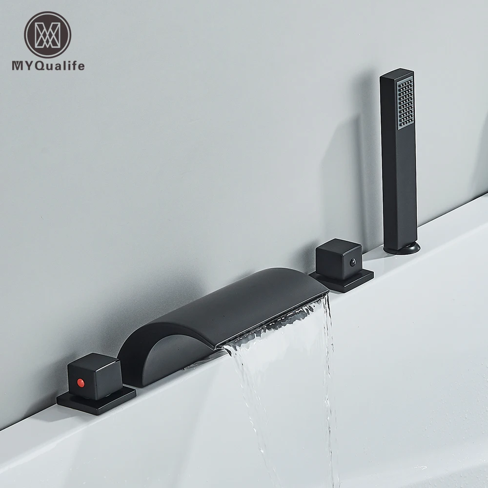 Bathtub Faucet Shower Faucet Widespread Tub Sink Tap Three Handles Hot Cold Water Mixer