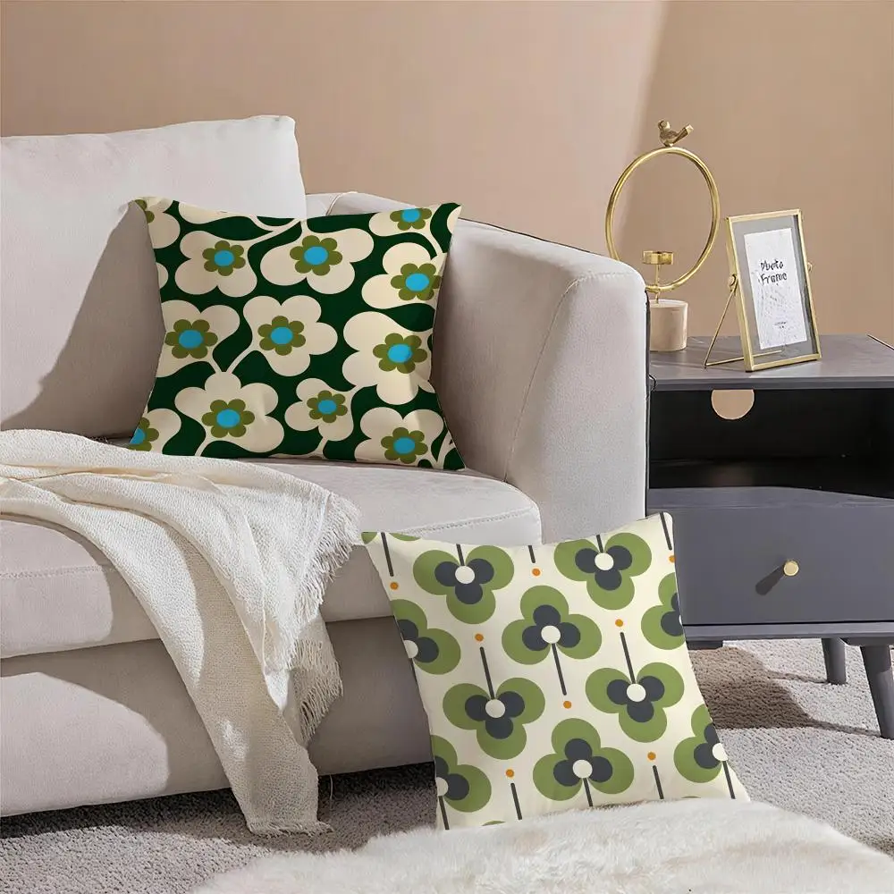 레트로 아일랜드 디자이너 O-Orla Kiely 쿠션 커버 투척용 베개 커버 숨겨진 버튼 내구성 있는 폴리에스테르 의자 쿠션