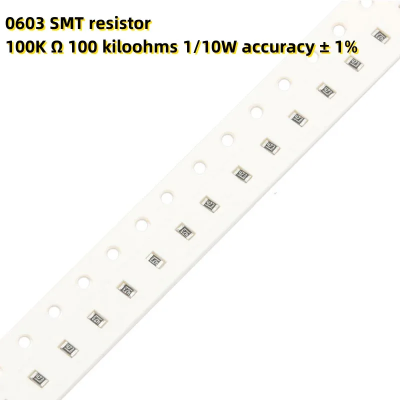 

1000pcs 0603 SMT resistor 100K Ω 100 kiloohms 1/10W accuracy ± 1%