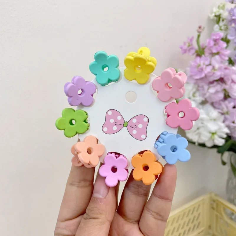 10PCS Cute Star Butterfly Candy Small Hair Claw Crab Hair Clips Girls Childs Mini Cartoon Hair Clamps Baby Hair Accessories Sets 6