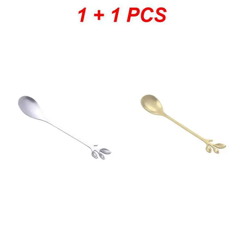 12 Pezzi Di Cucchiaino Da Caffè In Foglia Di Acciaio Inossidabile, Cucchiaini Da Caffè Particolari, Cucchiaio Da Caffè Con Design A Ramo, Cucchiaio - Foto 4