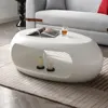 39.37'' Oval Fiberglass Coffee Table for Living Room in White 5
