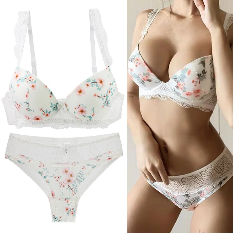 Hot Sale 8 Color Sexy Elegant ABC Cup Bra and Panty Set Women Bras