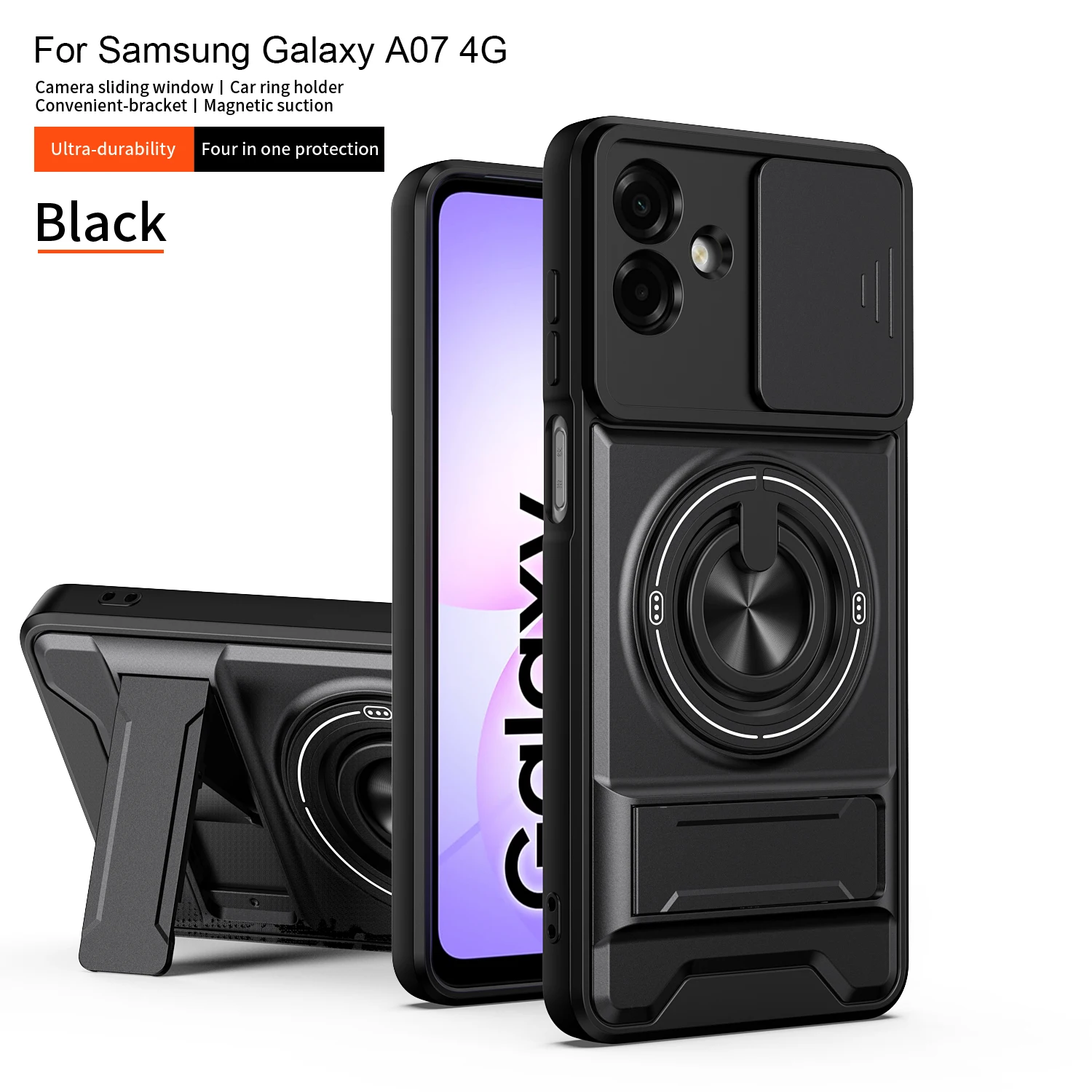 Enhanced Magnetic Fold Holder Military Armor Phone Case with Camera Protection