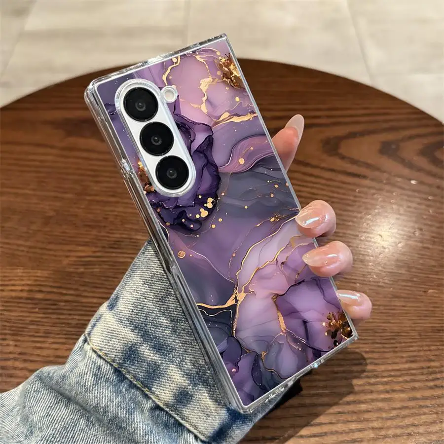 Transparent Soft Phone Cover with Marble Pattern Design
