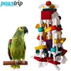 1Pc Bird Toy Funny Wooden Blocks Parrot Chewing Toys Parrots Hanging Chewing Rope Swing Colorful Parrots Chewing Training Tool 1