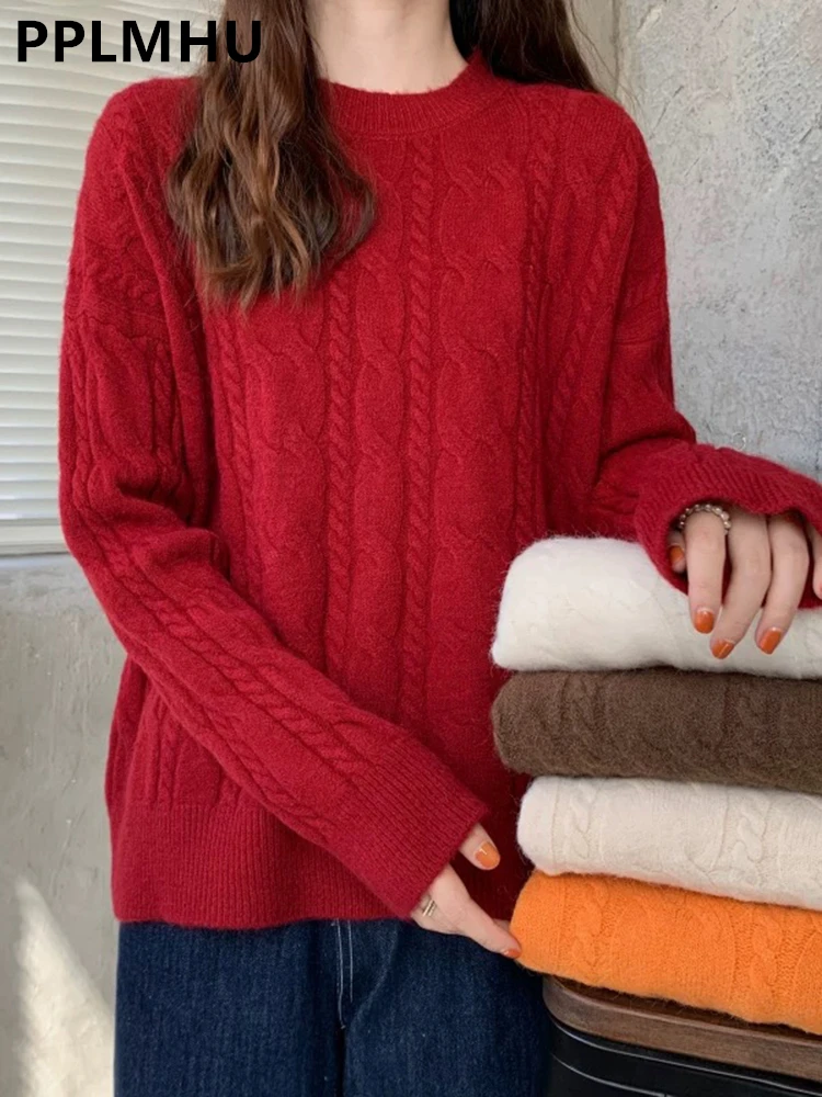 O Neck Twist Sweaters Jumper Tops