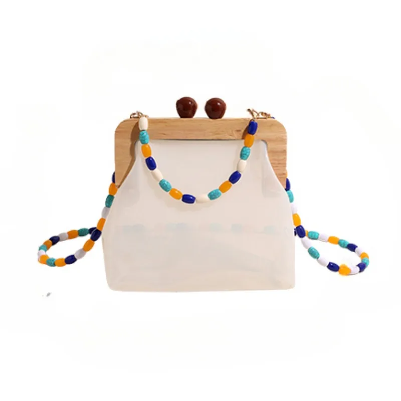Beading Jelly Shoulder Bags Transparent PVC Crossbody Bags for Women Fashion Versatile Unique Design Internet Celebrity