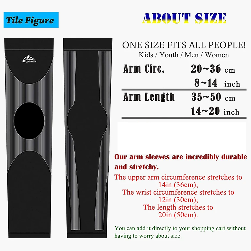 1Pair Arm Compression Sleeves,UV Protection Cooling Arm Sleeves UPF50 Sun Sleeves Arm Covers for Cycling Golf Basketball BEST SELLERS