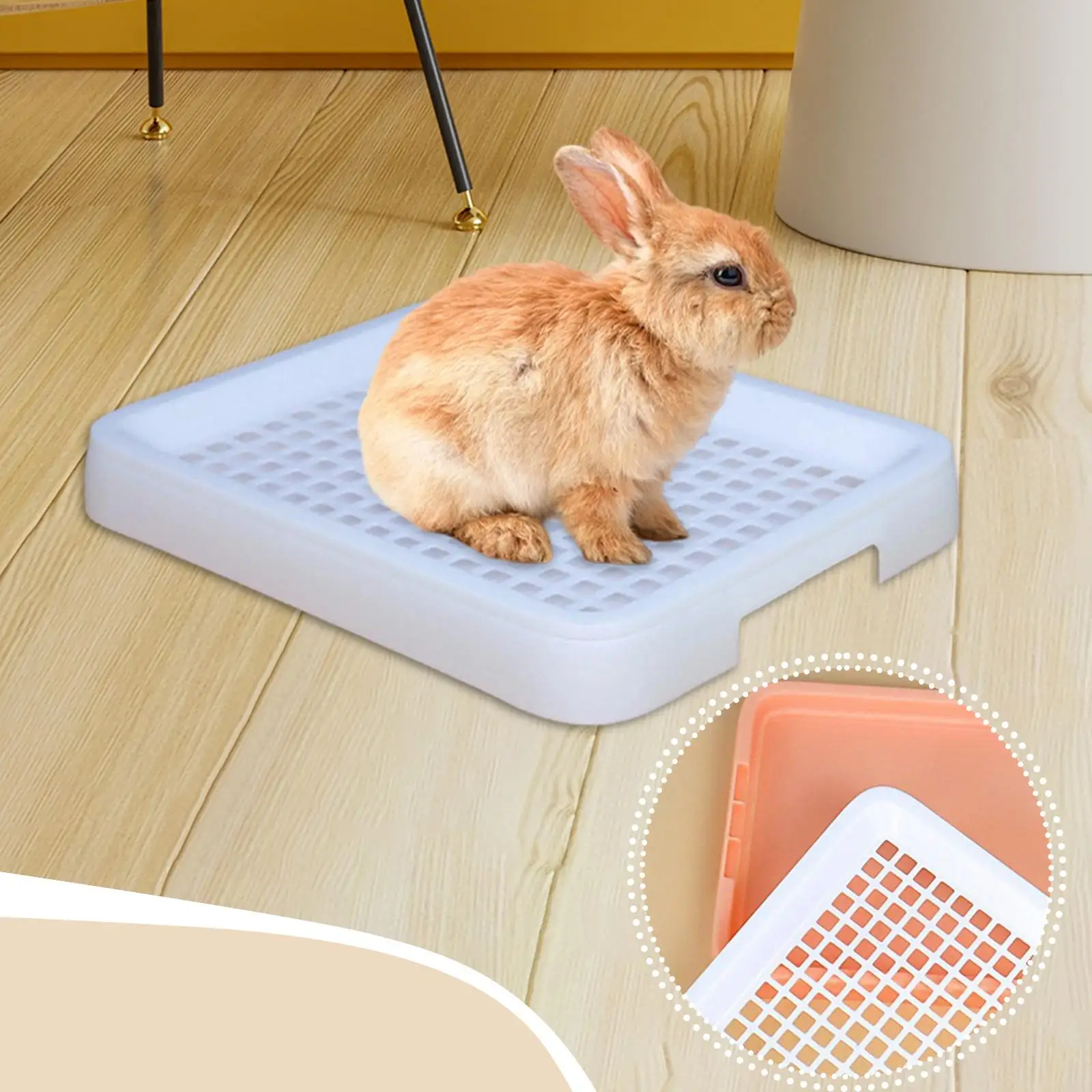 Rabbit Litter Tray Rabbit Toilet Portable with Grate Double Layer Guinea Pig Litter Pan Bunny Potty for Small Animals Ferrets