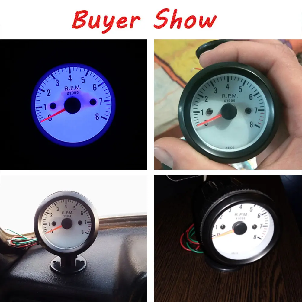 52mm Racing Gauge Tachometer Gauge Meter 0-8000 RPM Tacho Gauge Blue LED  Digital Display 12V LED Tachometer for Cars with Cup - AliExpress
