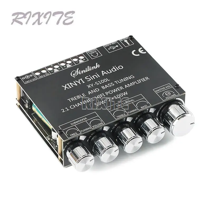 50W*2+100W Bluetooth5.0 Audio Power Subwoofer Amplifier Board 2.1 Channel Hifi Stereo Class D Audio Amplifier S100L MT21 Amp