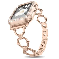 Elegant Metal Chain Strap - Fashion Round Loop Bracelet - 38mm (RG with Case)