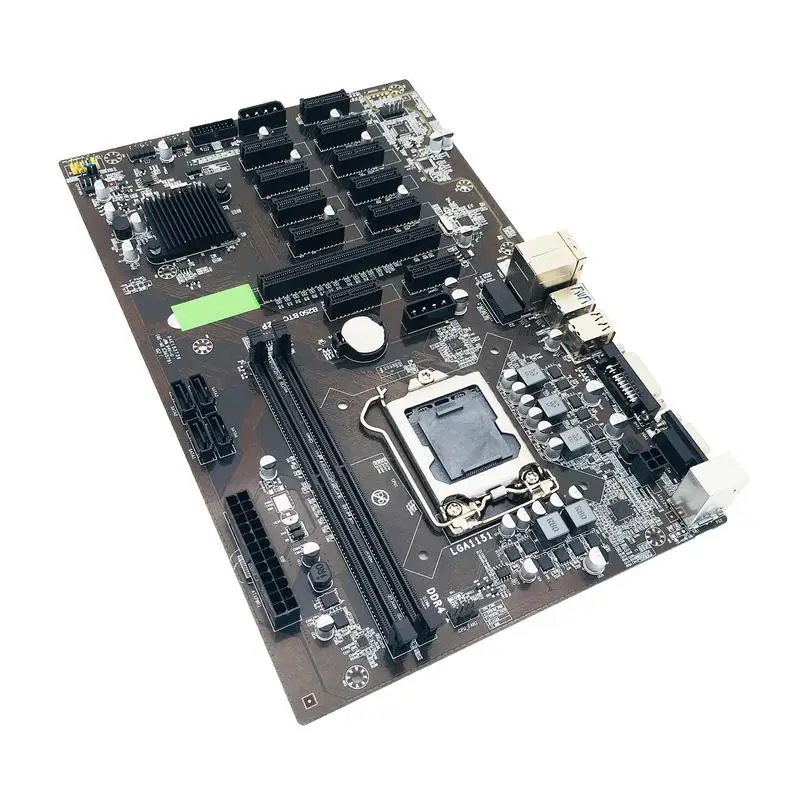 

B250-BTC 12P Mining Motherboard 12 PCIE Video Card Slots DDR4 DIMM VGA/DVI Interface Support LGA 1151 Series 6th/7th Generation