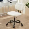 Small Office Desk Chair with Wheels Armless Comfy Computer Chair with Lumbar Support, PU Leather Low Back Adjustable 1