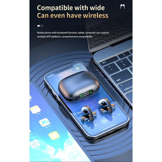 Wireless Earbuds Stereo Sound Earphones With Power Display Charging Case For Cell Phone Computer Laptop 5