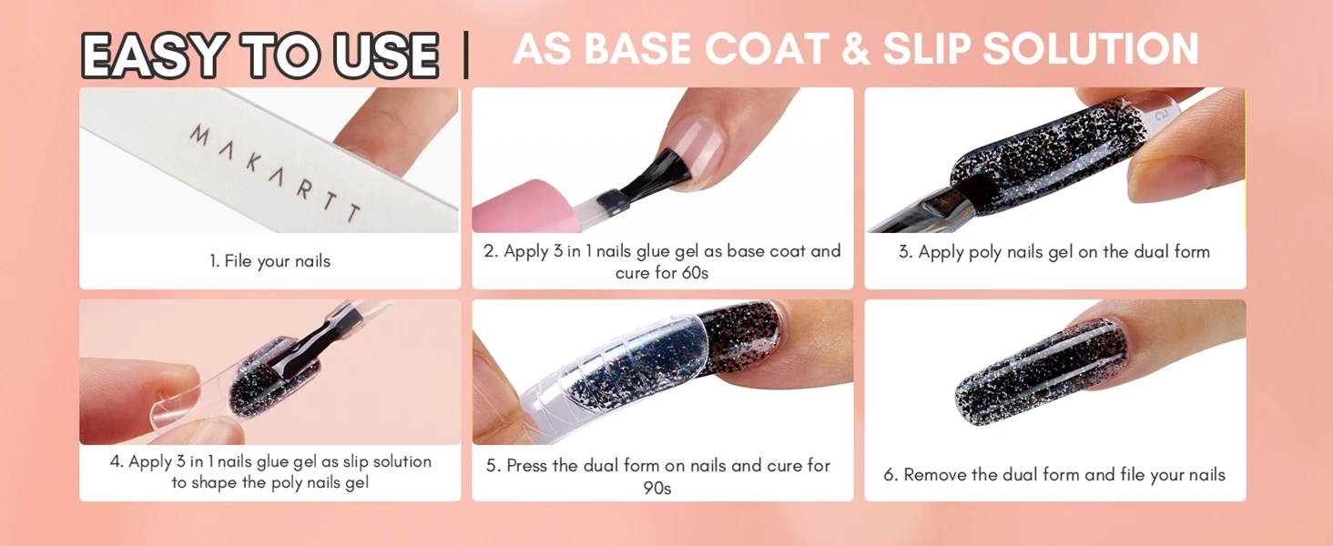 3-in-1 Nail Glue Gel and Top Coat for Long-Lasting Glossy Shine