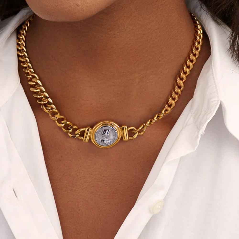 Uworld Minimalist Jewelry 18K Gold Plated Stainless Steel Round Ball Beads Chain Necklace for Women collares para mujer 2023