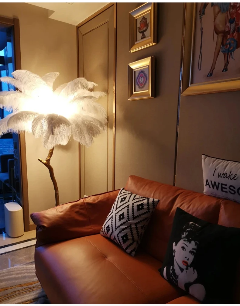 Ostrich Feather Floor Lamp