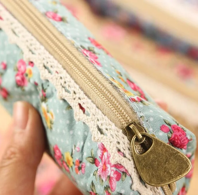 1pcs/lot Vintage Flower Floral For Girls Pen Box School Supplies Pencil Bag For students gifts