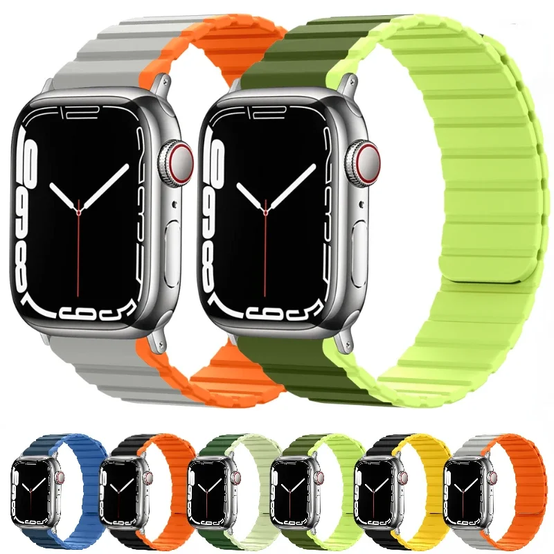 

Strap For Apple Watch Band Ultra2 49mm 9 8 7 45mm 41mm Silicone Magnetic Belt iWatch Series 6 5 4 SE 44mm 42mm 40mm 38mm Correa
