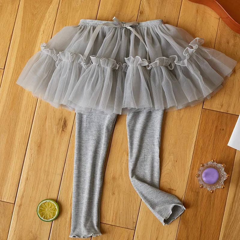 Kids Girls Leggings With Tutu Lace Skirt Princess Spring Summer