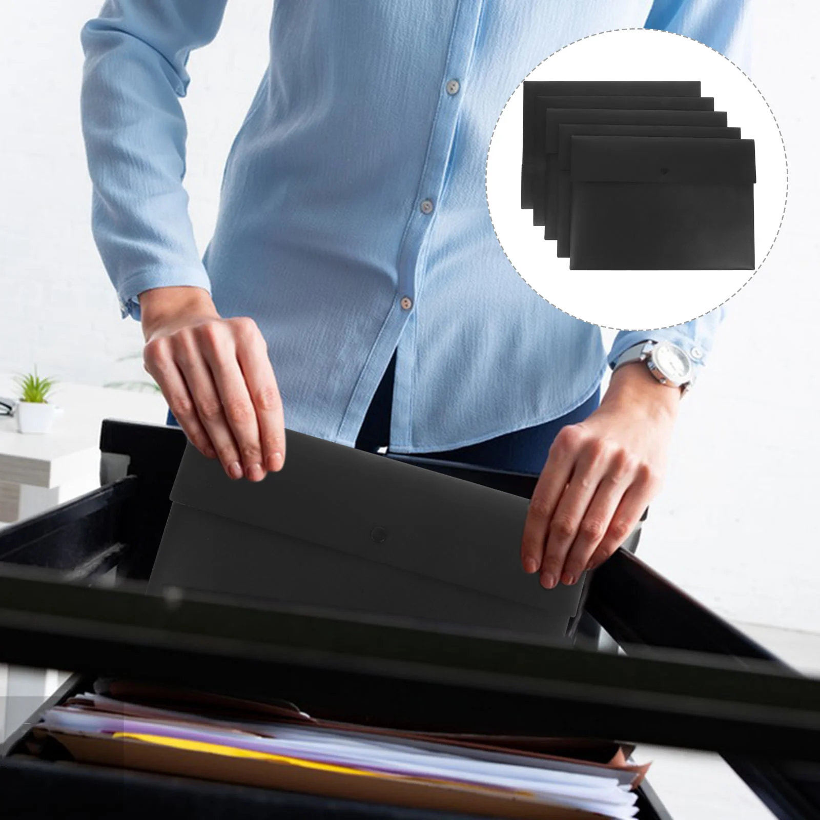 

5 Pcs Folders File A4 Bag Bin Transparent Pockets Portable Document Holder Storage Simple Office