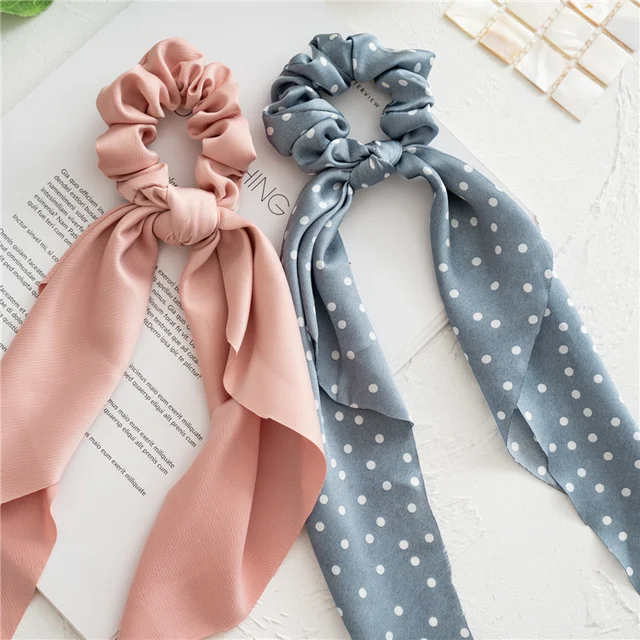 New Floral Print Scrunchies Chiffon Bow Elastic Hair Bands Women Hair Ties Rubber Bands Ponytail Scarf Fashion Hair Accessories 3