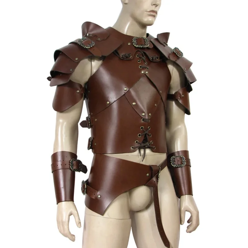 Armure De Poitrine Médiévale En Cuir PU - Costume Chevalier Viking Ajustable, Pour Cosplay, Halloween