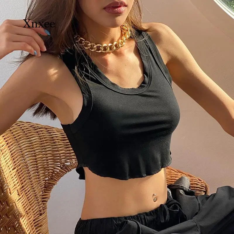

Solid Color Tank Tops Women Fashion Casual Pure Tanks Black White Spring Summer Short Vests Girls Slim Crop Tops Lady Clothing