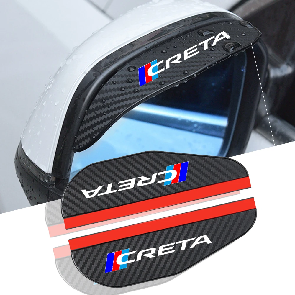 2Pcs car accessoires Awnings Shelters Rearview Mirror Rain Cover Carbon Fiber Side For Hyundai Creta 2 II Accessories Ix25