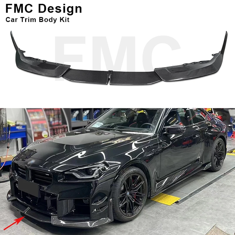 

Сухой сплиттер для переднего бампера из углеродного волокна, спойлер для BMW M2 G87 M2C 2022 + бампер в стиле TK, защитная пластина для лопаток