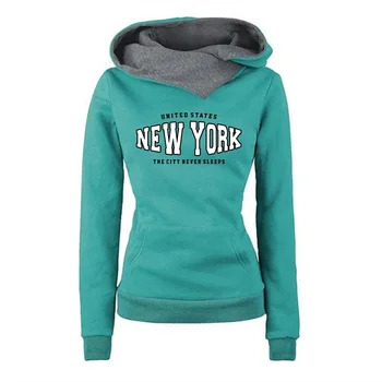 Pullover con cappuccio da donna alla moda di New York Felpa con cappuccio a maniche lunghe casual urbana da donna di alta qualità Autunno Inverno Caldo e confortevole Top 1