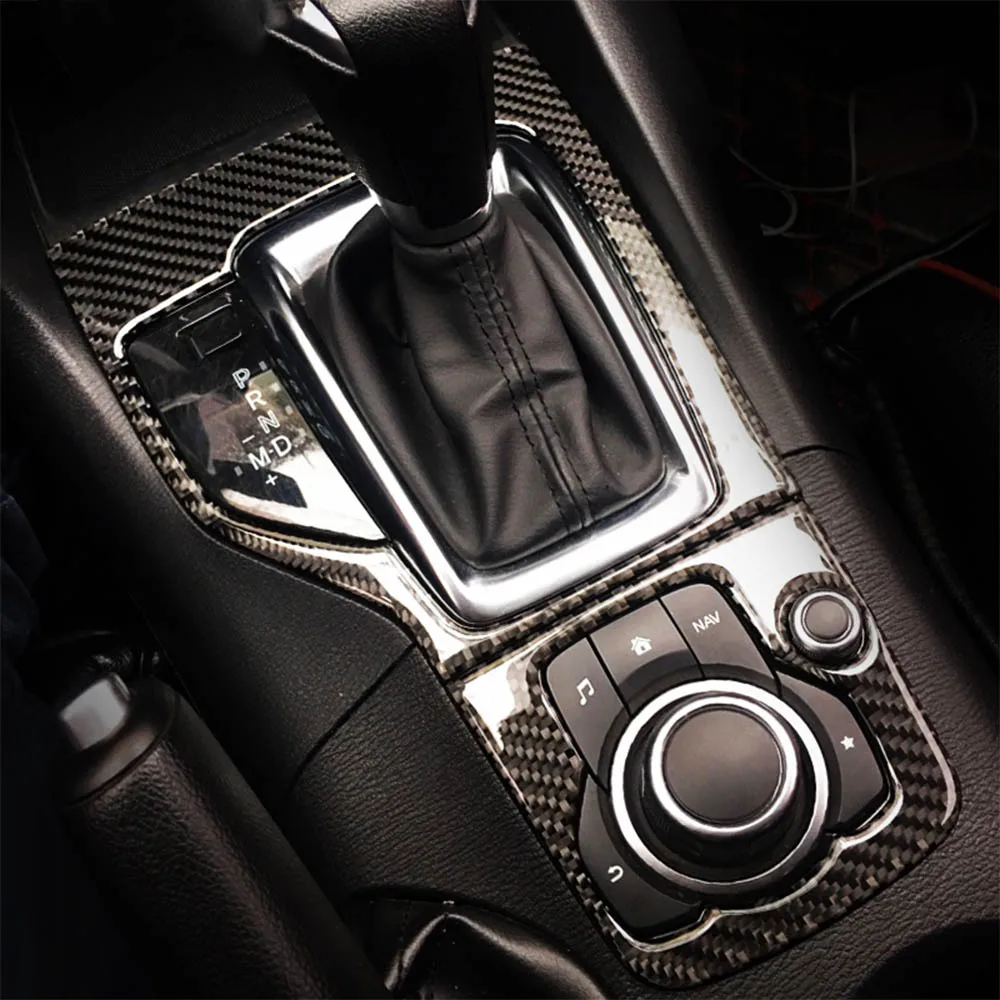 

For Mazda 3 Axela 2014-2016 Car Center Control Transmission Shift Panel Decor Carbon Fiber Cover Trim Strip Inside 3D Sticker