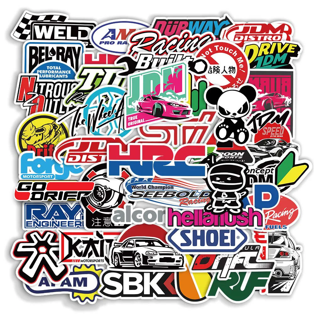 10/20/50/100 Stück coole Rennwagen-JDM-Aufkleber, Abziehbilder, Laptop, Skateboard, Gepäck, Telefon, Helm, wasserdichte Motorrad-Aufkleberpackungen – Detail 2