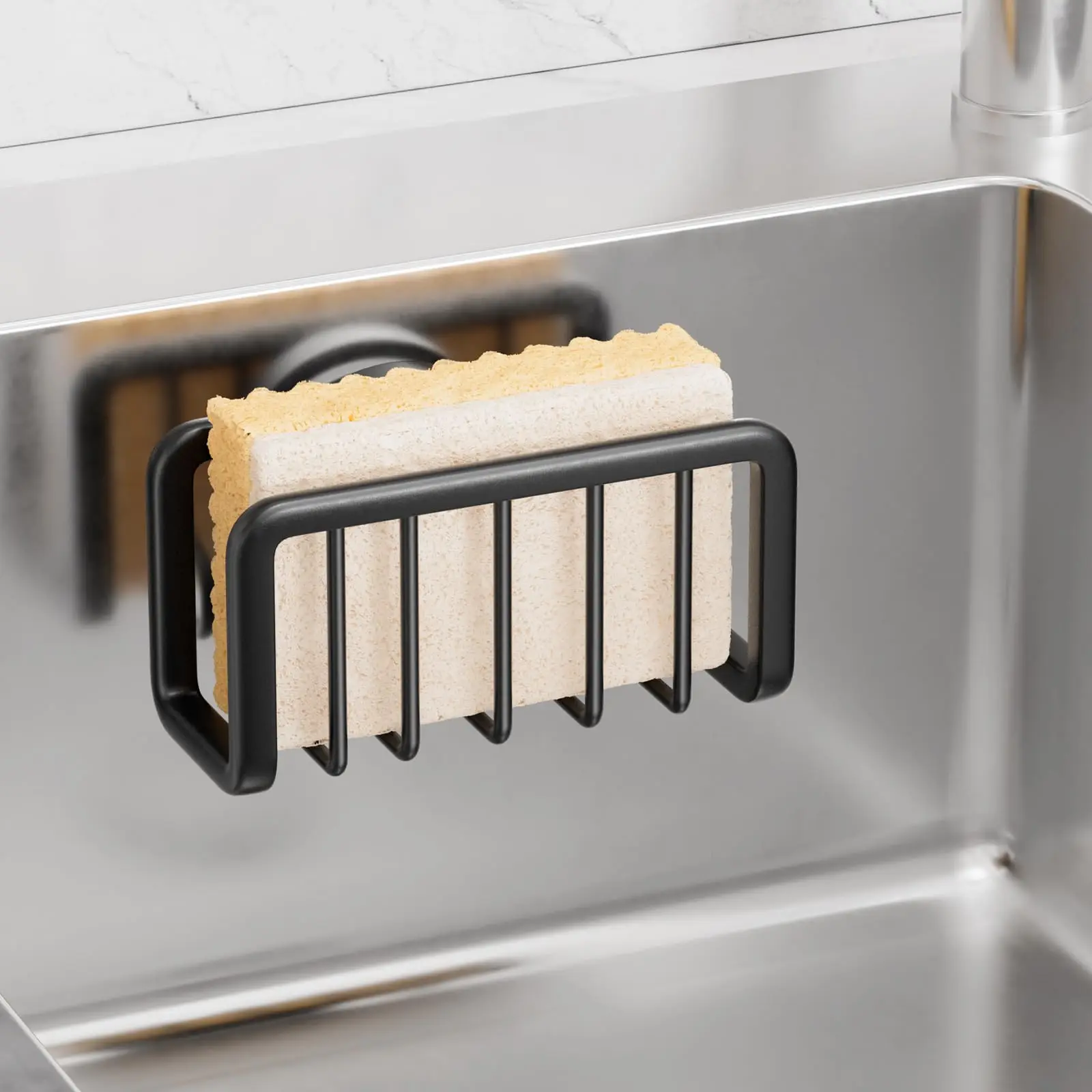 TAILI ที่วางฟองน้ําสําหรับอ่างล้างจานพร้อมถ้วยดูดกันสนิมอ่างล้างจานแคดดี้สําหรับฟองน้ําที่ถอดออกได้ผู้ถือฟองน้ําในครัว 1