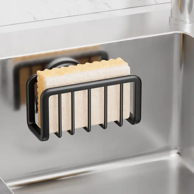 TAILI ที่วางฟองน้ําสําหรับอ่างล้างจานพร้อมถ้วยดูดกันสนิมอ่างล้างจานแคดดี้สําหรับฟองน้ําที่ถอดออกได้ผู้ถือฟองน้ําในครัว 1