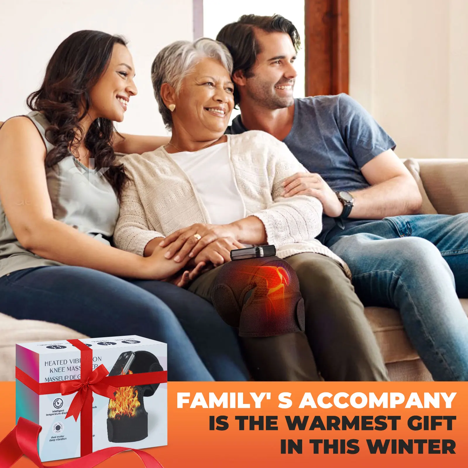 Heated Vibration Knee Massager 3-in-1 Knee Shoulder and Elbow Pad Multifunctional Heating Massage Pad Brace, Warming Gift